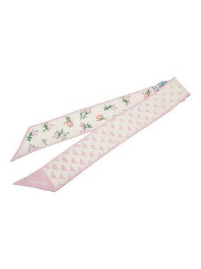 Prada Twilly Flower Motif Scarf Pink Multicolor Silk